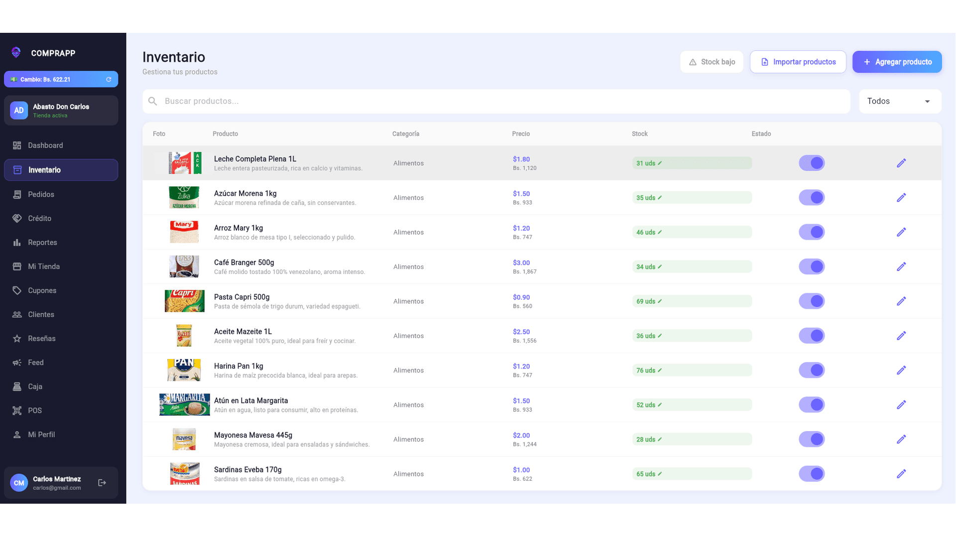 Dashboard web