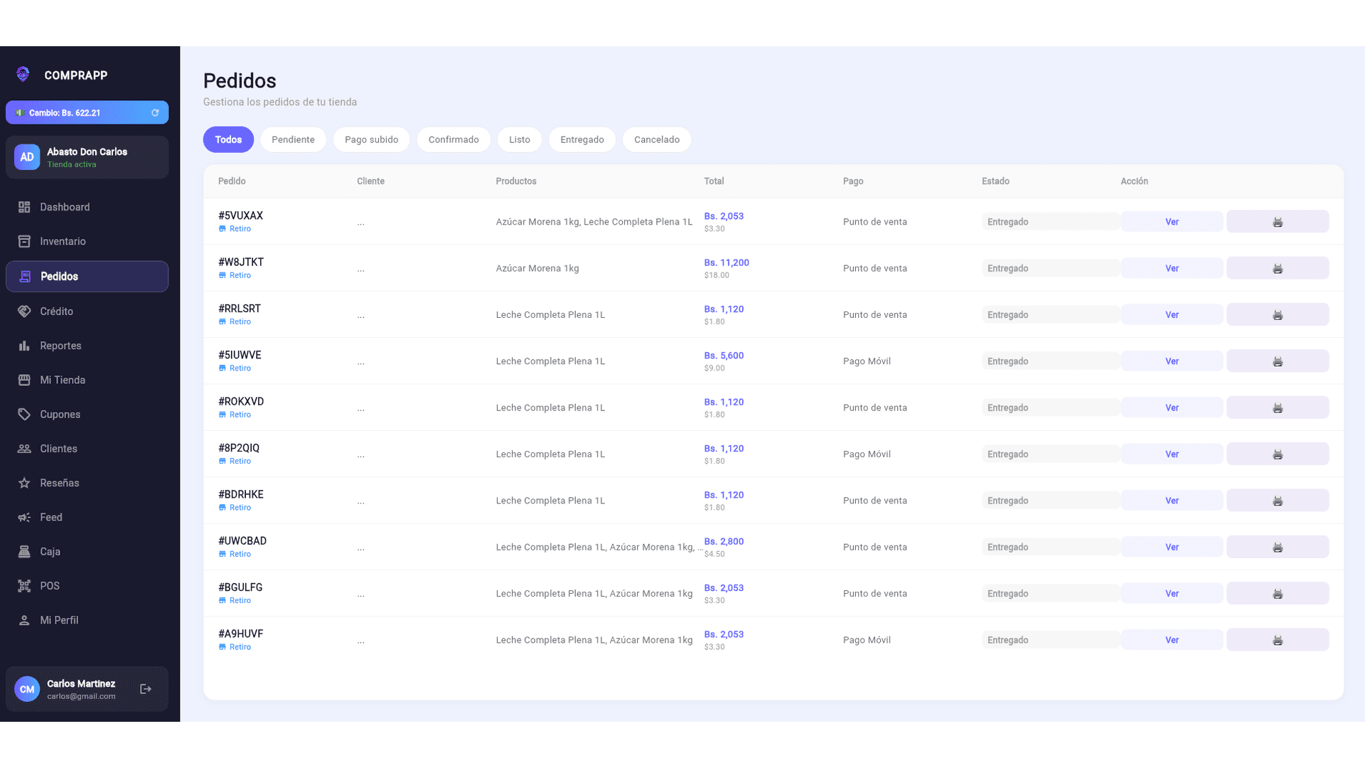Dashboard web